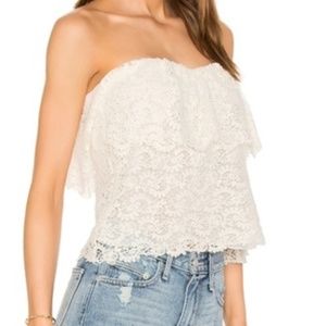Rebecca Taylor Eliza Lace Strapless Top